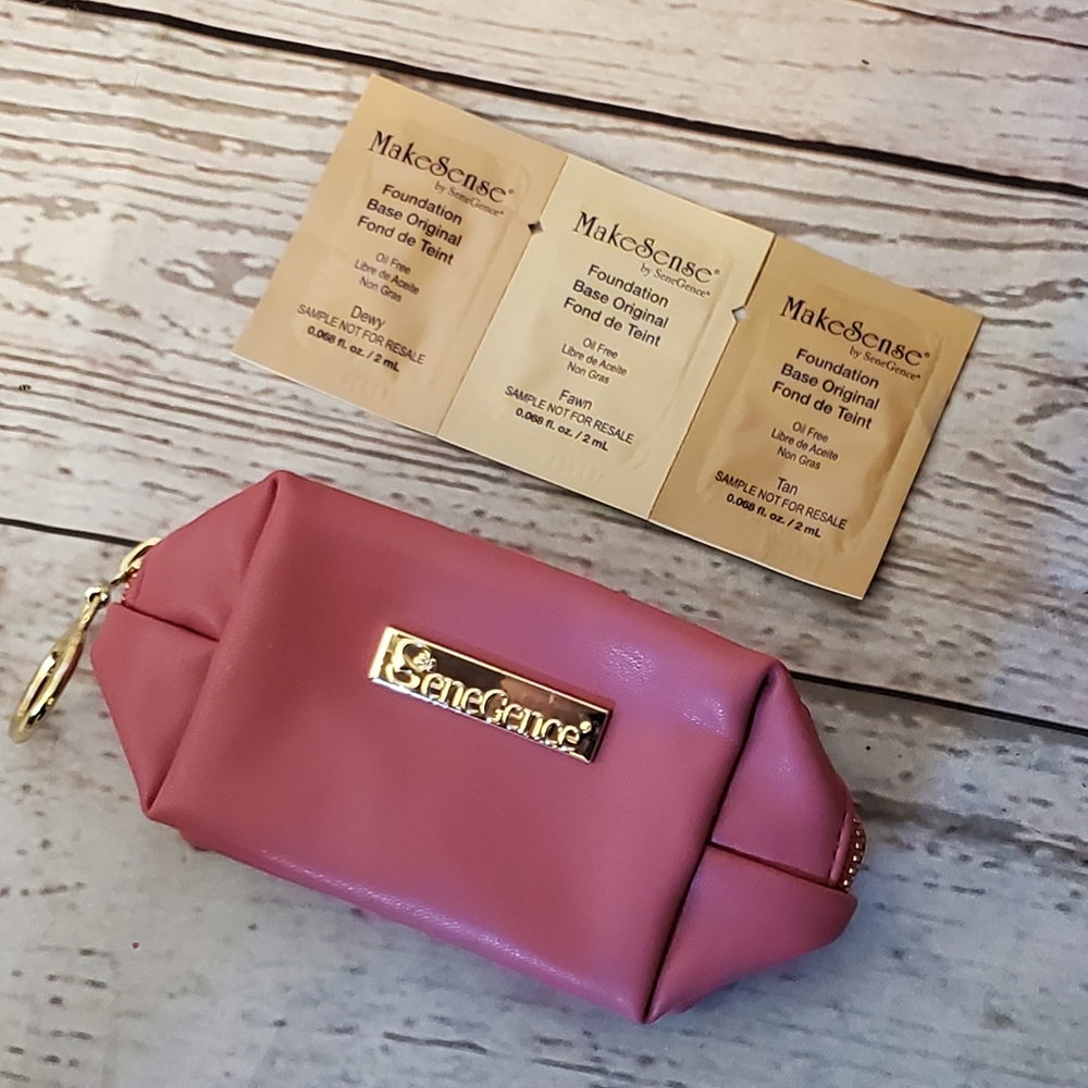 SeneGence makeup bag rose colored with samples